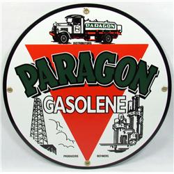 PARAGON GASOLINE PORCELAIN AND METAL ADVERTISING S