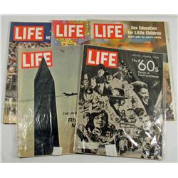 LOT OF 5 VINTAGE LIFE MAGAZINES - INCL. THE 1960'S