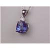 Image 2 : Spectacular 14K WG Ladies Custom Pendant Set with a very fine quality cushion cut ble Sapphire weigh