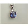 Image 3 : Spectacular 14K WG Ladies Custom Pendant Set with a very fine quality cushion cut ble Sapphire weigh