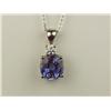 Image 4 : Spectacular 14K WG Ladies Custom Pendant Set with a very fine quality cushion cut ble Sapphire weigh