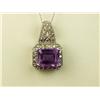 Image 1 : Dazzling 10K WG Ladies Pendant Set with a center Emerald cut Amethyst weighing approx 3.00 carats an