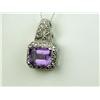 Image 2 : Dazzling 10K WG Ladies Pendant Set with a center Emerald cut Amethyst weighing approx 3.00 carats an