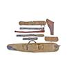 Image 1 : Leather Lot of Seven Pieces Including a Royal holster, gun straps with canvas belt with bronze dog h