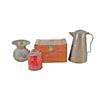 Image 1 : Four Piece Lot Large copper coffee pot, kerosene can, Winchester ammo box, and a Pony Express spitto