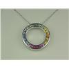 Image 1 : Fabulous 14K WG Ladies Custom Pendant "Circle of Life" pendant channel set with fine rainbow color s