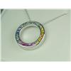 Image 2 : Fabulous 14K WG Ladies Custom Pendant "Circle of Life" pendant channel set with fine rainbow color s