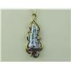 Image 1 : Very Elegant 14K YG Ladies Handmade Pendant Set with a fine freeform design baroque pearl and 4 side