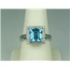 Image 1 : Gorgeous 10K WG Ladies Custom Made Ring Set with a square sky-blue Topaz weighing approx 3.00 carats
