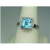 Image 2 : Gorgeous 10K WG Ladies Custom Made Ring Set with a square sky-blue Topaz weighing approx 3.00 carats