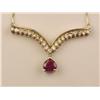 Image 1 : Very High Quality 14K YG Ladies Pendant Set with a very fine blood red Ruby weighing 1.20 carats and