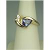 Image 1 : Superb 14K YG Ladies Custom Ring Set with a fine center pear shape Tanzanite weighing approx. 1.50 c