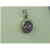 Image 2 : Dazzling 10K White Gold Ladies Pendant Set with a center oval Amethyst weighing approx 2.00 carats a