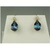 Image 1 : Charming 14K Yellow Gold Ladies Earrings Set with two matching pear shaped blue Topaz weighing appro