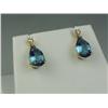 Image 2 : Charming 14K Yellow Gold Ladies Earrings Set with two matching pear shaped blue Topaz weighing appro
