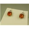 Image 2 : Pleasant 10K Yellow Gold Ladies Earrings Set with matching cushion cut intense orange color citrines