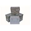 Image 1 : Lot of Four Ammo Cans with Lids Dimensions approximately 8-10"x14"x18" for cannon shells. Great for 