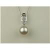 Image 1 : Stylish 14K White Gold Ladies Pendant Set with a center round pearl averaging 9.00mm in diameter and