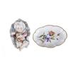 Image 1 : Collection of Two Items Including a Limoges dish with pansies and a porcelain baby figurine from Eng