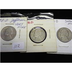 3-1938 -D JEFFERSON NICKELS
