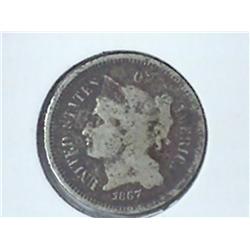 1867 THREE CENT PIECE (NICKEL)