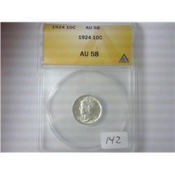 1924 MERCURY DIME ANACS (AU 58)