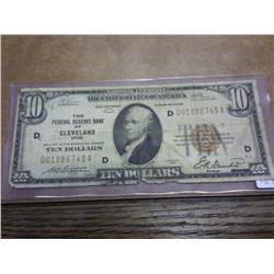 1929 US $10 NATIONAL CURRENCY BROWN SEAL