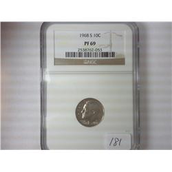 1968-S ROOSEVELT DIME NGC PF 69