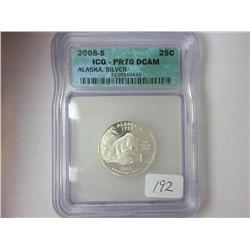2008-S SILVER ALASKA QUARTER ICG PR70 DCAM