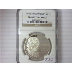 1993-S MADISON SILVER DOLLAR NGC PF69 ULTRA CAMEO