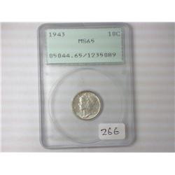 1943 MERCURY DIME PCGS MS65 RATTLER CASE