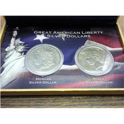 1921-S MORGAN & 1922 PEACE (SILVER DOLLARS)