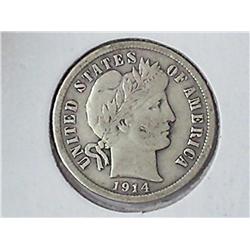 1914-D BARBER DIME (FINE+)
