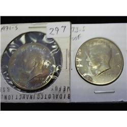 1971-S & 73-S KENNEDY HALVES PROOF TONING