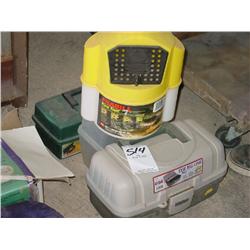 TACKLE BOXES & MINNOW BUCKET (X4)