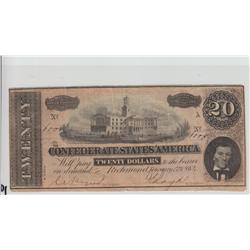 $20 CONFEDERATE CSA 1864 NICE APPEAL