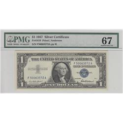 $1 SUPERB GEM SILVER CERTIFICATE 1957 PMG 67 EPQ