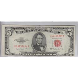 UNC $5 RED SEAL LEGAL TENDER 1953 B