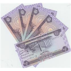 5 UNCIRCULATED 50 DINAR NOTES IRAQ IRAQI