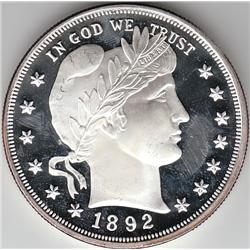 LARGE 2 TROY OUNCES OF SILVER .999 FINE BARBER