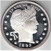 Image 1 : LARGE 2 TROY OUNCES OF SILVER .999 FINE BARBER