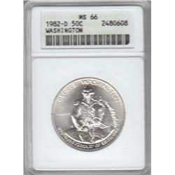 WASHINGTON HALF 1982D ANACS MS 66 SILVER 50 CENT
