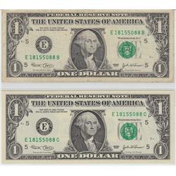 MATCHING SERIAL NUMBER NOTES UNREAL $1