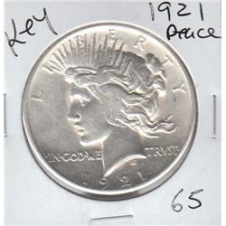 KEY 1921 $1 PEACE SILVER DOLLAR STRONG APPEAL