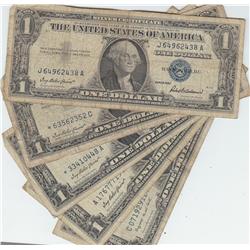 LOT OF 5 $1 SILVER CERTIFICATES 1957