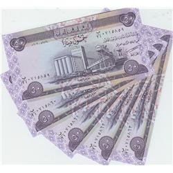 5 IRAQ 50 DINAR NOTES GEM UNCIRCULATED
