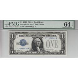 $1 1928 FUNNY BACK PMG EPQ 64 EA BLOCK