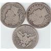 Image 1 : 3 BARBER SILVER QUARTERS MIX DATES