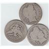 Image 1 : LOT OF 3 BARBER QUARTER SILVER