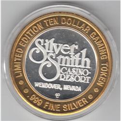 SILVER BULLION .999 FINE CASINO ROUND SILVER SMITH RESORT